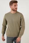 Regular Fit Bisiklet Yaka Pamuklu Erkek Sweat 5905337 HAKİ