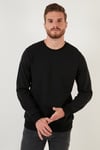 Regular Fit Bisiklet Yaka Pamuklu Erkek Sweat 5905313 SİYAH
