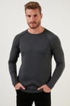 Regular Fit Bisiklet Yaka Pamuklu Erkek Kazak 6353420 ANTRASİT