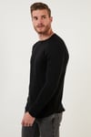 Regular Fit Bisiklet Yaka Pamuklu Erkek Kazak 6353420 SİYAH