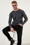 Regular Fit Bisiklet Yaka Pamuklu Erkek Kazak 6353420 ANTRASİT