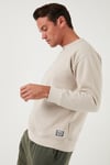 Regular Fit Bisiklet Yaka Pamuklu İçi Tüylü Yumuşak Şardonlu Erkek Sweat 5905255 KUM