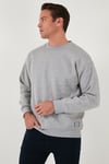 Regular Fit Bisiklet Yaka Pamuklu İçi Tüylü Yumuşak Şardonlu Erkek Sweat 5905255 GRİ MELANJ