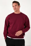 Regular Fit Bisiklet Yaka Pamuklu İçi Tüylü Yumuşak Şardonlu Erkek Sweat 5905255 BORDO