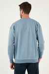Regular Fit Bisiklet Yaka Pamuklu İçi Tüylü Yumuşak Şardonlu Erkek Sweat 5905255 MAVİ