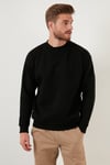 Regular Fit Bisiklet Yaka Pamuklu İçi Tüylü Yumuşak Şardonlu Erkek Sweat 5905255 SİYAH