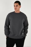 Regular Fit Bisiklet Yaka Pamuklu İçi Tüylü Yumuşak Şardonlu Erkek Sweat 5905255 ANTRASİT
