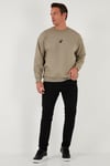 Regular Fit Bisiklet Yaka Pamuklu İçi Tüylü Yumuşak Şardonlu Erkek Sweat 5905405 Vizon Yeşili