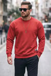 Regular Fit Bisiklet Yaka Pamuklu İçi Tüylü Yumuşak Şardonlu Erkek Sweat 5905255 BAYRAK KIRMIZI