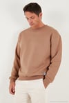 Regular Fit Bisiklet Yaka Pamuklu İçi Tüylü Yumuşak Şardonlu Erkek Sweat 5905255 Tarçın
