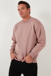 Regular Fit Bisiklet Yaka Pamuklu İçi Tüylü Yumuşak Şardonlu Erkek Sweat 5905255 GÜL