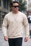 Regular Fit Bisiklet Yaka Pamuklu İçi Tüylü Yumuşak Şardonlu Erkek Sweat 5905255 KUM