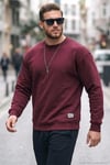 Regular Fit Bisiklet Yaka Pamuklu İçi Tüylü Yumuşak Şardonlu Erkek Sweat 5905255 VİŞNE
