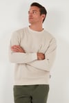 Regular Fit Bisiklet Yaka Pamuklu İçi Tüylü Yumuşak Şardonlu Erkek Sweat 5905255 KUM