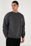 Regular Fit Bisiklet Yaka Pamuklu İçi Tüylü Yumuşak Şardonlu Erkek Sweat 5905255 ANTRASİT