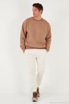 Regular Fit Bisiklet Yaka Pamuklu İçi Tüylü Yumuşak Şardonlu Erkek Sweat 5905255 Tarçın