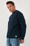 Regular Fit Bisiklet Yaka Pamuklu İçi Tüylü Yumuşak Şardonlu Erkek Sweat 5905255 KOYU LACİVERT