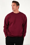 Regular Fit Bisiklet Yaka Pamuklu İçi Tüylü Yumuşak Şardonlu Erkek Sweat 5905255 BORDO