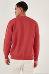 Regular Fit Bisiklet Yaka Pamuklu İçi Tüylü Yumuşak Şardonlu Erkek Sweat 59052553W4 BAYRAK KIRMIZI