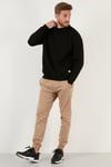Regular Fit Bisiklet Yaka Pamuklu İçi Tüylü Yumuşak Şardonlu Erkek Sweat 5905255 SİYAH