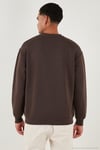 Regular Fit Bisiklet Yaka Pamuklu İçi Tüylü Yumuşak Şardonlu Erkek Sweat 5905255 KOYU KAHVE