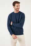 Regular Fit Bisiklet Yaka Pamuklu İçi Tüylü Yumuşak Şardonlu Erkek Sweat 5905255 İNDİGO