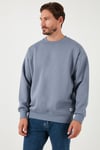 Regular Fit Bisiklet Yaka Pamuklu İçi Tüylü Yumuşak Şardonlu Erkek Sweat 5905255 KOYU GRİ