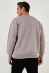 Regular Fit Bisiklet Yaka Pamuklu İçi Tüylü Yumuşak Şardonlu Erkek Sweat 5905255 Kül