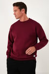 Regular Fit Bisiklet Yaka Pamuklu İçi Tüylü Yumuşak Şardonlu Erkek Sweat 5905255 BORDO