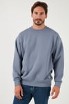 Regular Fit Bisiklet Yaka Pamuklu İçi Tüylü Yumuşak Şardonlu Erkek Sweat 5905255 KOYU GRİ
