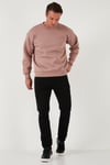 Regular Fit Bisiklet Yaka Pamuklu İçi Tüylü Yumuşak Şardonlu Erkek Sweat 5905255 GÜL