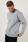 Regular Fit Bisiklet Yaka Pamuklu İçi Tüylü Yumuşak Şardonlu Erkek Sweat 5905255 AÇIK GRİ