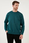 Regular Fit Bisiklet Yaka Pamuklu İçi Tüylü Yumuşak Şardonlu Erkek Sweat 5905255 PETROL