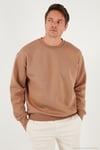 Regular Fit Bisiklet Yaka Pamuklu İçi Tüylü Yumuşak Şardonlu Erkek Sweat 5905255 Tarçın