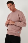 Regular Fit Bisiklet Yaka Pamuklu İçi Tüylü Yumuşak Şardonlu Erkek Sweat 5905255 GÜL