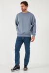 Regular Fit Bisiklet Yaka Pamuklu İçi Tüylü Yumuşak Şardonlu Erkek Sweat 5905255 KOYU GRİ