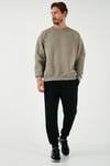 Regular Fit Bisiklet Yaka Pamuklu İçi Tüylü Yumuşak Şardonlu Erkek Sweat 5905255 Vizon Yeşili