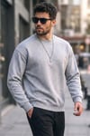 Regular Fit Bisiklet Yaka Pamuklu İçi Tüylü Yumuşak Şardonlu Erkek Sweat 5905255 GRİ MELANJ