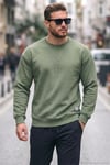 Regular Fit Bisiklet Yaka Pamuklu İçi Tüylü Yumuşak Şardonlu Erkek Sweat 5905255 Elma