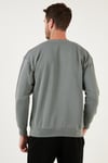 Regular Fit Bisiklet Yaka Pamuklu İçi Tüylü Yumuşak Şardonlu Erkek Sweat 5905255 AÇIK HAKİ