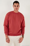 Regular Fit Bisiklet Yaka Pamuklu İçi Tüylü Yumuşak Şardonlu Erkek Sweat 5905255 BAYRAK KIRMIZI