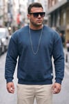 Regular Fit Bisiklet Yaka Pamuklu İçi Tüylü Yumuşak Şardonlu Erkek Sweat 5905255 İNDİGO