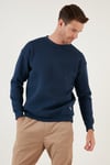 Regular Fit Bisiklet Yaka Pamuklu İçi Tüylü Yumuşak Şardonlu Erkek Sweat 5905255 İNDİGO