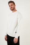 Regular Fit Bisiklet Yaka Pamuklu İçi Tüylü Yumuşak Şardonlu Erkek Sweat 5905255 EKRU