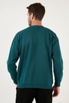 Regular Fit Bisiklet Yaka Pamuklu İçi Tüylü Yumuşak Şardonlu Erkek Sweat 5905255 PETROL