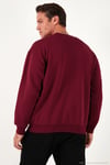 Regular Fit Bisiklet Yaka Pamuklu İçi Tüylü Yumuşak Şardonlu Erkek Sweat 5905255 BORDO