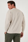 Regular Fit Bisiklet Yaka Pamuklu İçi Tüylü Yumuşak Şardonlu Erkek Sweat 5905255 KUM