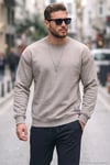 Regular Fit Bisiklet Yaka Pamuklu İçi Tüylü Yumuşak Şardonlu Erkek Sweat 5905255 Kül