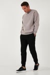 Regular Fit Bisiklet Yaka Pamuklu İçi Tüylü Yumuşak Şardonlu Erkek Sweat 5905255 Kül