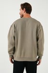 Regular Fit Bisiklet Yaka Pamuklu İçi Tüylü Yumuşak Şardonlu Erkek Sweat 5905255 Vizon Yeşili